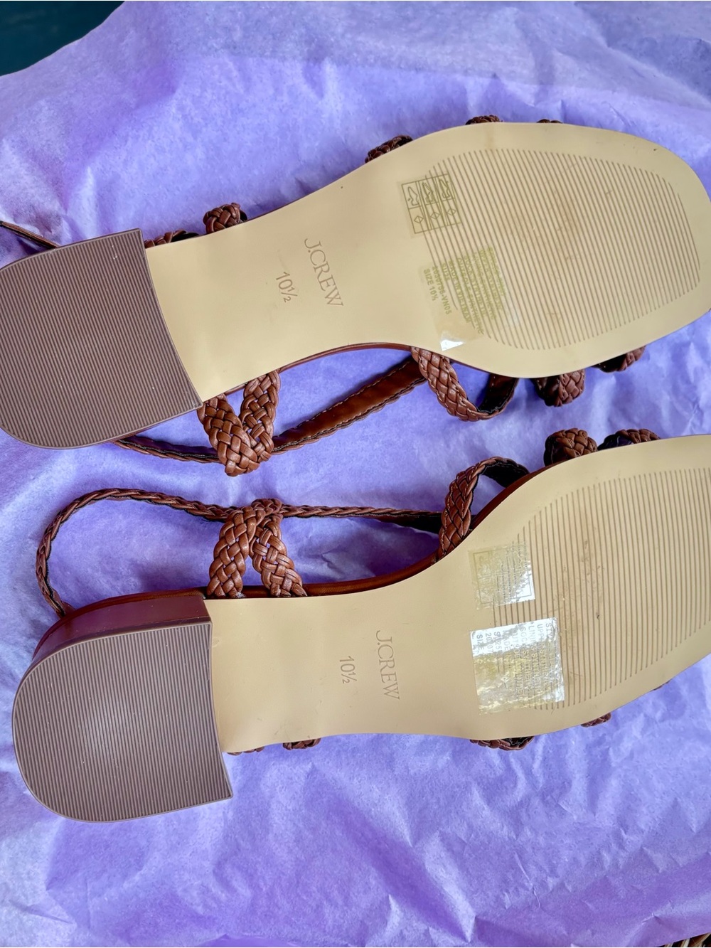 NWT J Crew Braided Strappy Block Heel Sandals - Brown - Picture 3 of 4